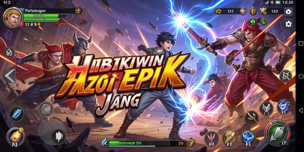 Screenshot HIBIKIWIN menampilkan pertarungan epik yang mendebarkan.